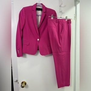 Zara Basic Hot Pink Cropped Blazer and Pants Suit Set Excellent Condition
